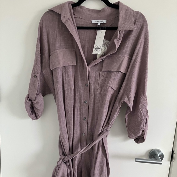 Good Neighbour Gauze Belted Romper in Lilac (size L) - Picture 3 of 4